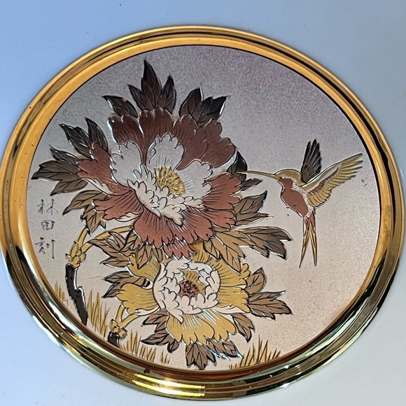 Original Chokin Art Collection PL-201 Hummingbird Decorative Plate 24K - Picture 8 of 8